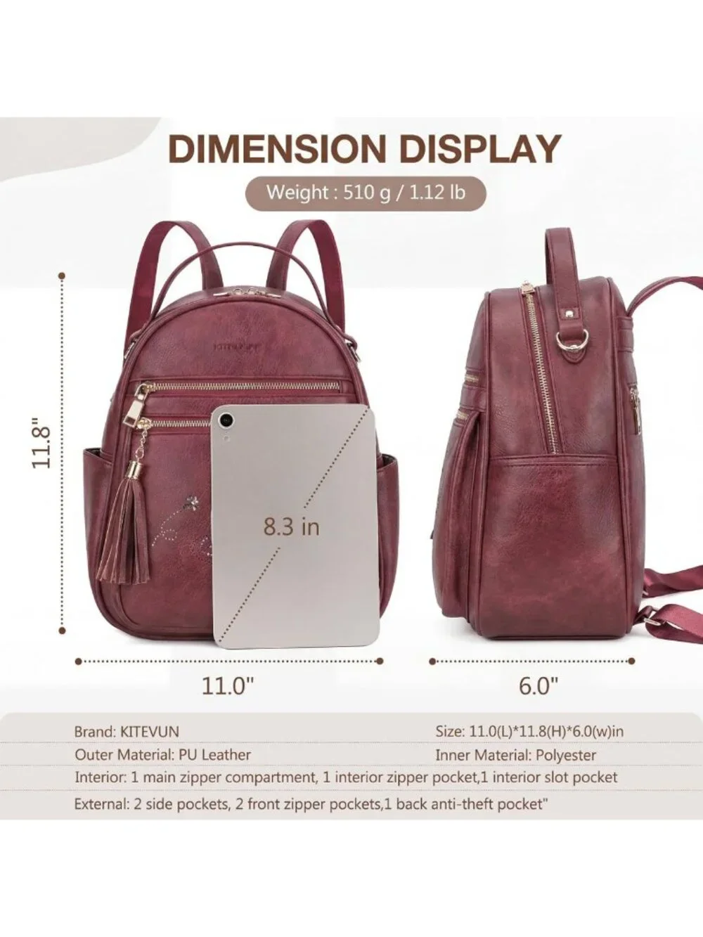 Stylish Lightweight Waterproof Mini Backpack Purse for Women with Butterfly